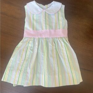 The Beaufort Bonnet Company Pastel Striped Dress with Pink Waistband